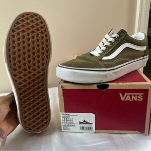 Olive Green Old Skool Vans (W-7.5, M-6)